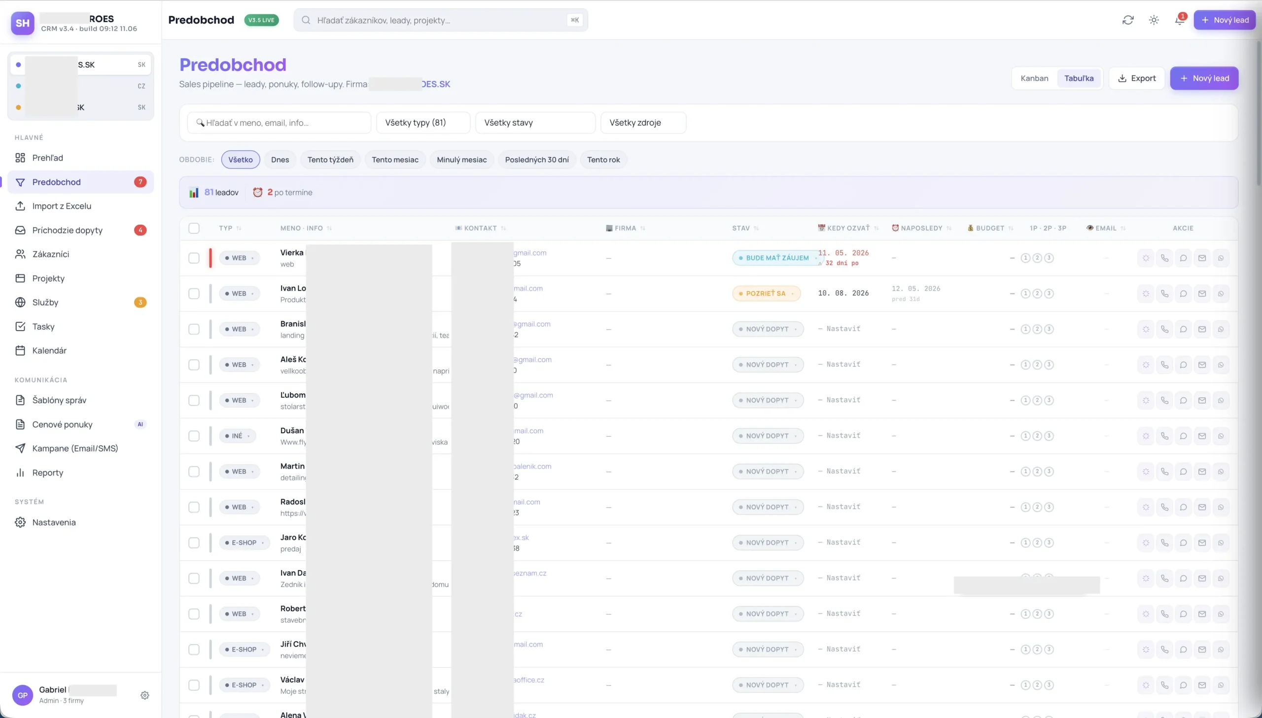 Obchodní pipeline v CRM systému