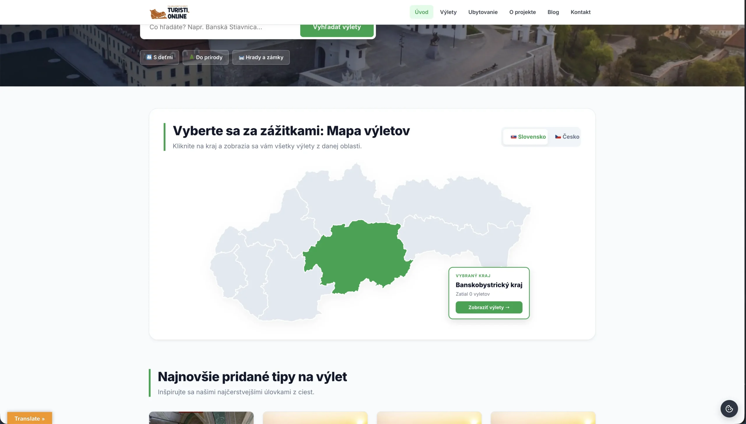 Interaktivní mapa výletů Turisti.online