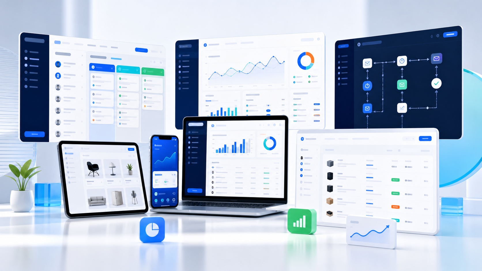 Ukázka modulů pro CRM, SaaS, e-shop a automatizace